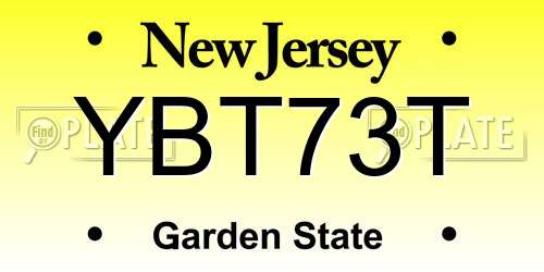 YBT73T New Jersey License Plate