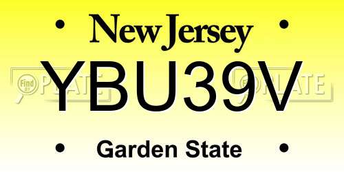 YBU39V New Jersey License Plate