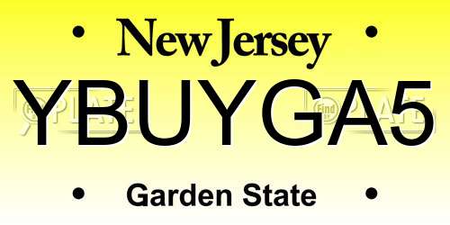 YBUYGA5 New Jersey License Plate