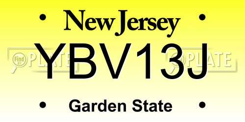 YBV13J New Jersey License Plate