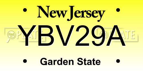 YBV29A New Jersey License Plate