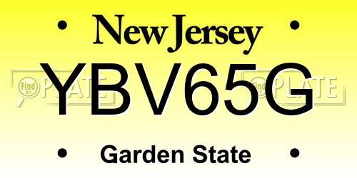 YBV65G New Jersey License Plate