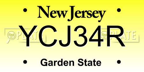 YCJ34R New Jersey License Plate