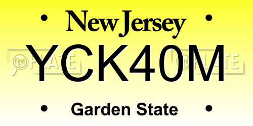 YCK40M New Jersey License Plate
