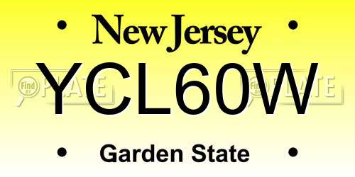 YCL60W New Jersey License Plate