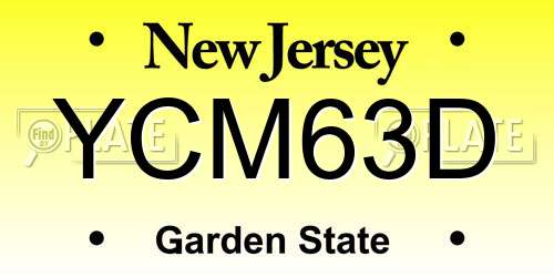 YCM63D New Jersey License Plate