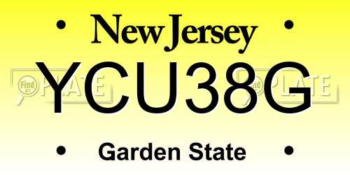 YCU38G New Jersey License Plate