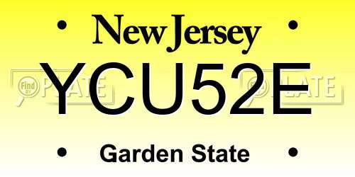 YCU52E New Jersey License Plate