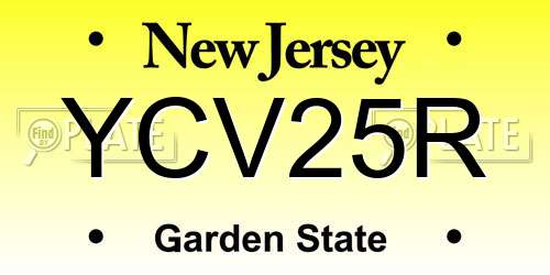 YCV25R New Jersey License Plate