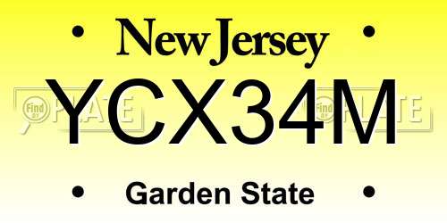 YCX34M New Jersey License Plate