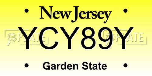 YCY89Y New Jersey License Plate