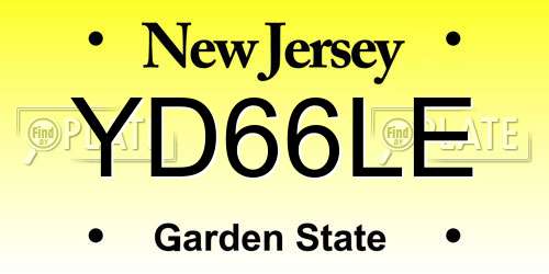 YD66LE New Jersey License Plate