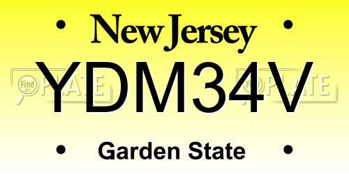 YDM34V New Jersey License Plate