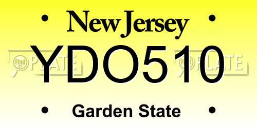 YDO510 New Jersey License Plate