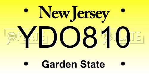 YDO810 New Jersey License Plate