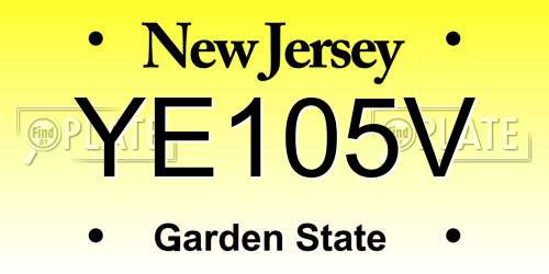 YE105V New Jersey License Plate