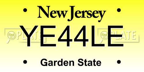 YE44LE New Jersey License Plate