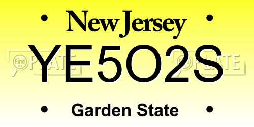 YE5O2S New Jersey License Plate