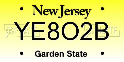 YE8O2B New Jersey License Plate