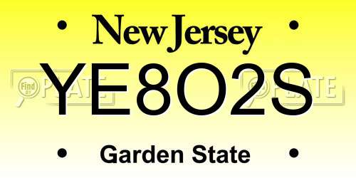 YE8O2S New Jersey License Plate