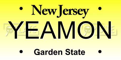 YEAMON New Jersey License Plate
