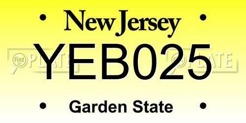 YEB025 New Jersey License Plate