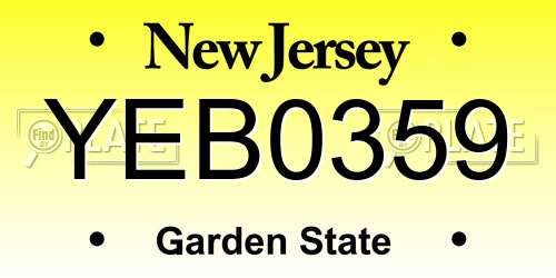YEB0359 New Jersey License Plate