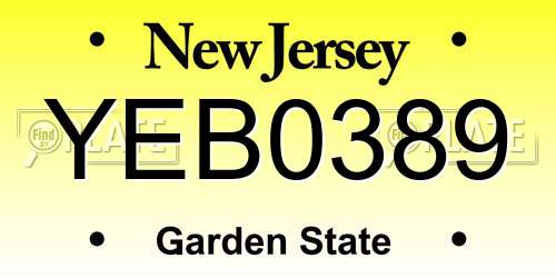 YEB0389 New Jersey License Plate