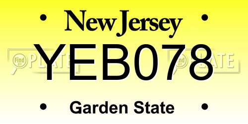 YEB078 New Jersey License Plate