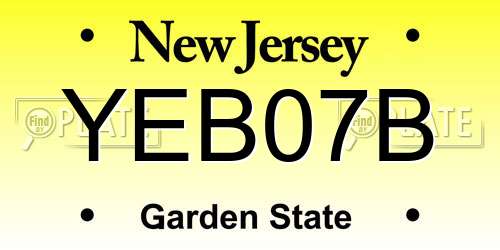 YEB07B New Jersey License Plate