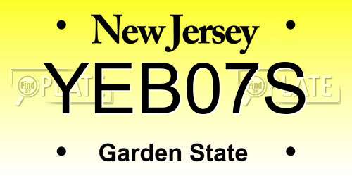 YEB07S New Jersey License Plate