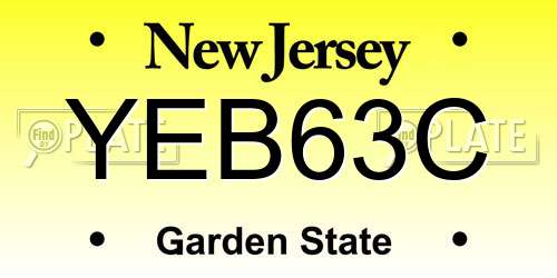 YEB63C New Jersey License Plate