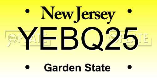 YEBQ25 New Jersey License Plate