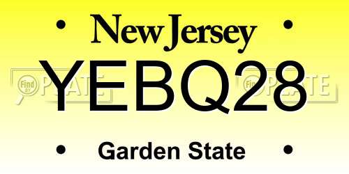 YEBQ28 New Jersey License Plate