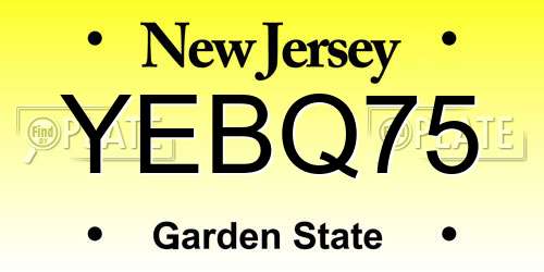 YEBQ75 New Jersey License Plate
