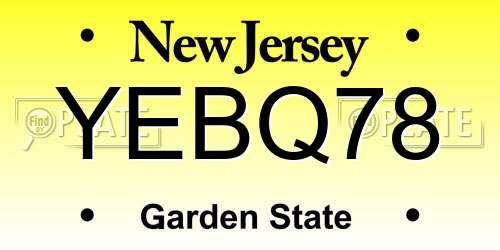YEBQ78 New Jersey License Plate