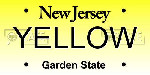 YELLOW New Jersey License Plate