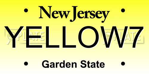 YELLOW7 New Jersey License Plate