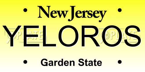 YELOROS New Jersey License Plate