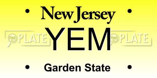 YEM New Jersey License Plate