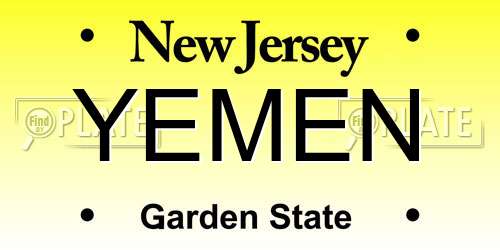 YEMEN New Jersey License Plate