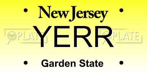 YERR New Jersey License Plate