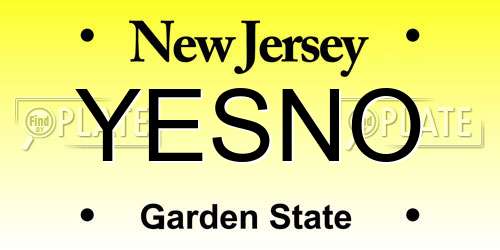 YESNO New Jersey License Plate