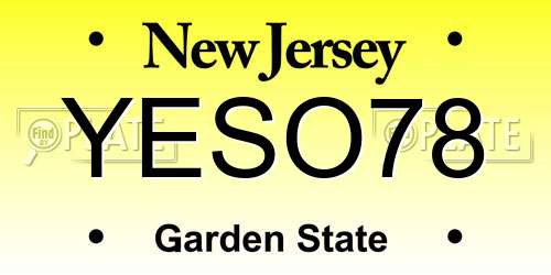 YESO78 New Jersey License Plate