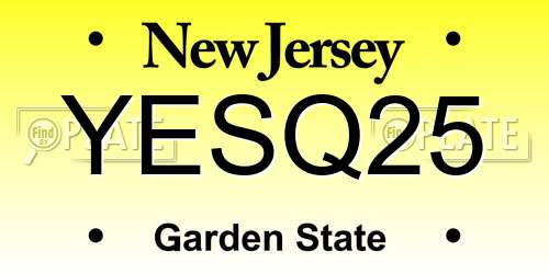 YESQ25 New Jersey License Plate