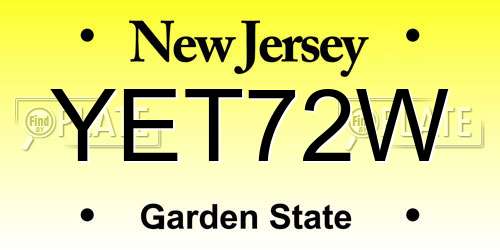 YET72W New Jersey License Plate