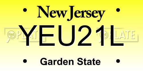 YEU21L New Jersey License Plate