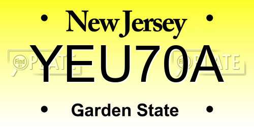 YEU70A New Jersey License Plate