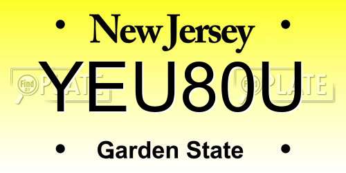 YEU80U New Jersey License Plate