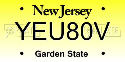 YEU80V New Jersey License Plate